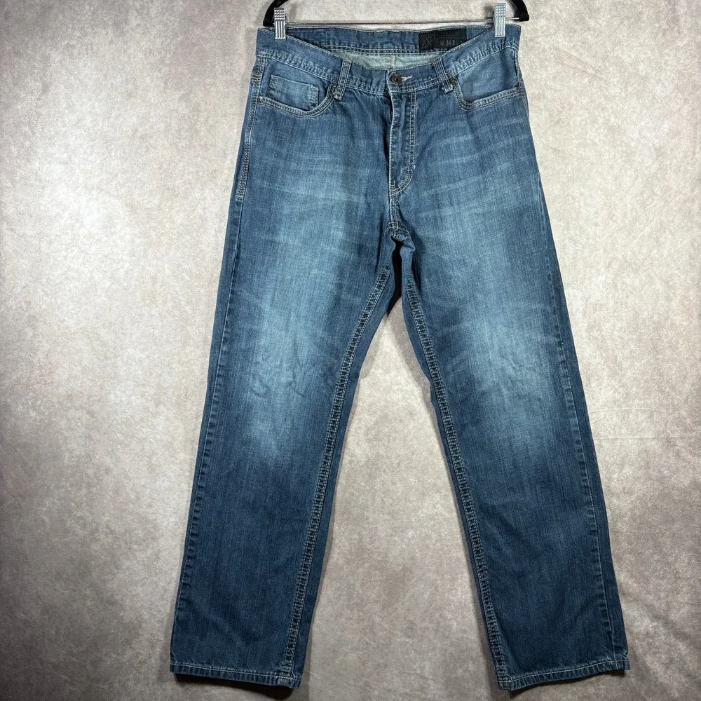 Axel Treadwell Jeans Mens Size 34X34 Blue Denim Dark Wash Relaxed Straight Leg